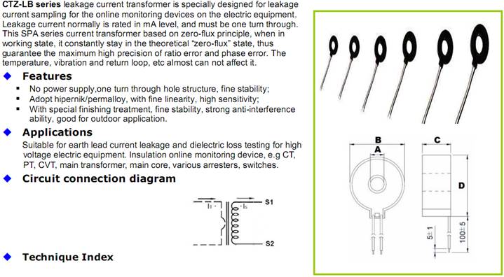 CTZ-LB Series AC Leakage CT  